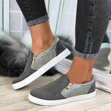 Load image into Gallery viewer, Van-Style Slip On Sneakers - Decorative Zippers / Round Toes
