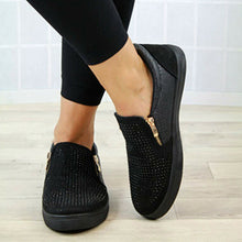 Load image into Gallery viewer, Van-Style Slip On Sneakers - Decorative Zippers / Round Toes