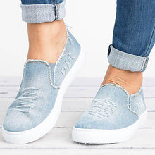 Load image into Gallery viewer, Distressed Denim Slip-On Casual Shoes - Round Toes