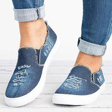 Load image into Gallery viewer, Distressed Denim Slip-On Casual Shoes - Round Toes