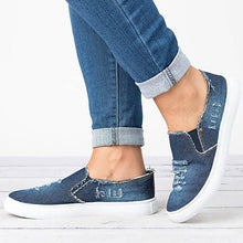 Load image into Gallery viewer, Distressed Denim Slip-On Casual Shoes - Round Toes